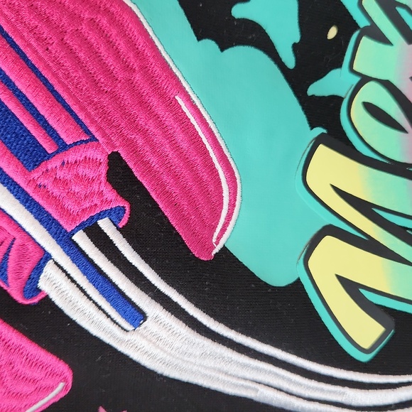 Men's 8ighth Dstrkt neon black crew neck sweatshirt Next Stop On Top medium - Picture 4 of 5